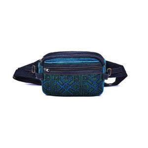 Boho Style Suede Belt Bag With Traditional Brocade
